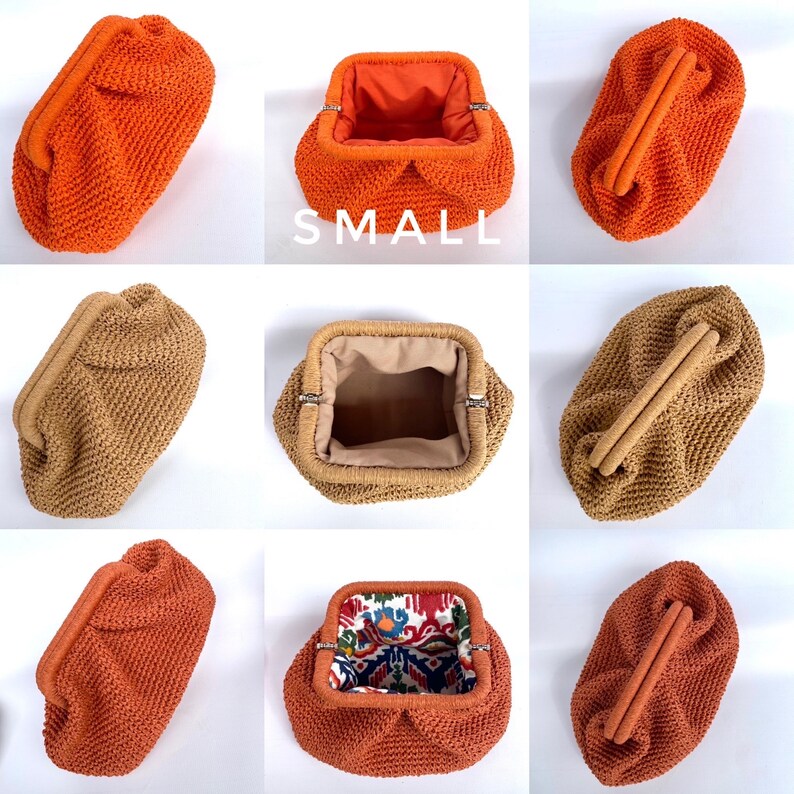 Crochet Raffia Pouch Clutch Bag Womens Straw Summer Pouch Etsy