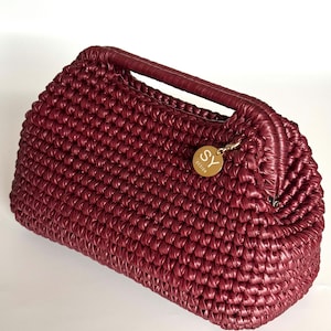 Bordeaux Hand gewebte Leder Beutel Top Griff Clutch Geldbörse Taschen | Hochzeit Clutch Tasche | Handgefertigtes Geschenk | Weinrot