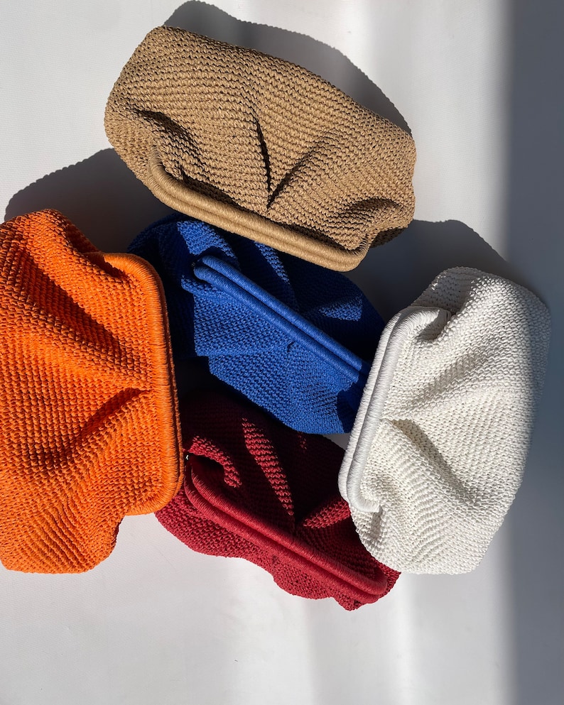 Pouch Clutch Bag With Hidden Metal Locked Paper Rope Knitted - Etsy