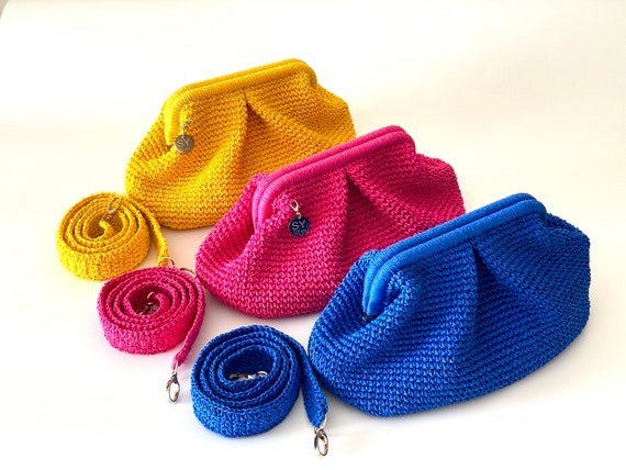 Crochet Straw Woven Clutch Bag: Raffia Beach Wedding Party Pouch