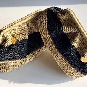 Häkeln Raffia Beutel Clutch Tasche, Damen Stroh Sommer Beutel Tasche, Korb Strand Clutch Tasche, Stroh Hochzeit Party Knödel Clutch handgemachtes Geschenk