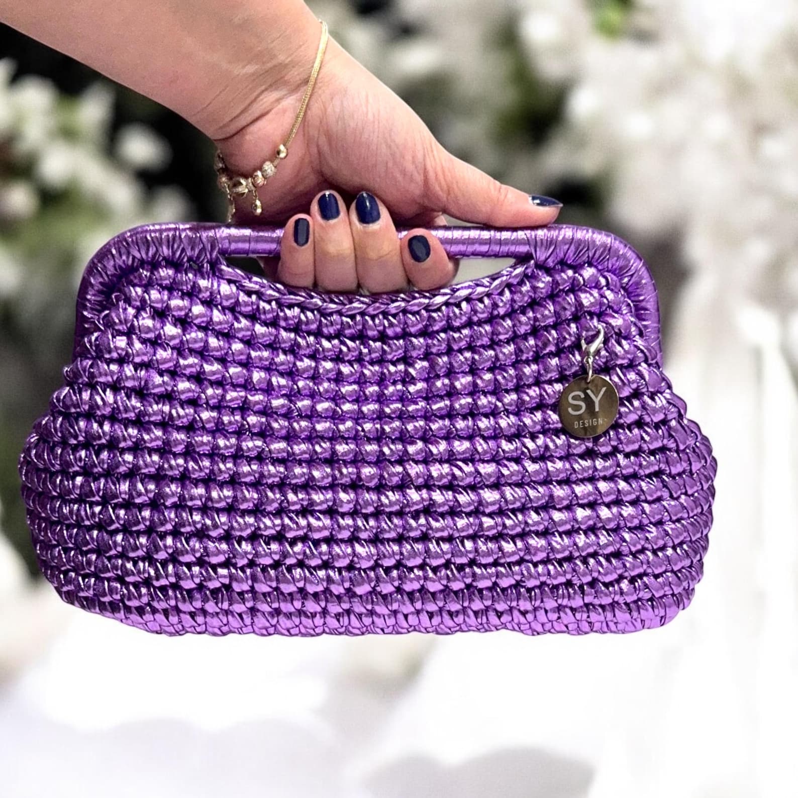 Purple clutches and evening bags - Lilac metallic evening bag