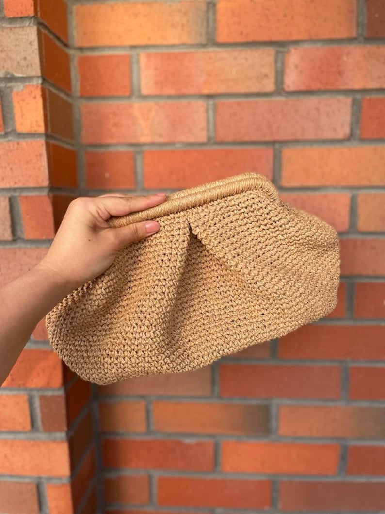Pouch Clutch Bag With Hidden Metal Locked Paper Rope Knitted - Etsy