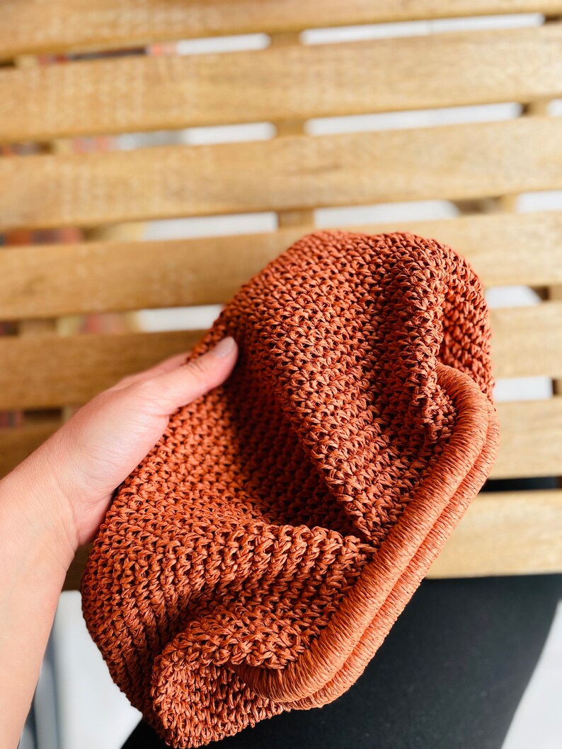 Crochet Raffia Pouch Clutch Bag Womens Straw Summer Pouch Etsy