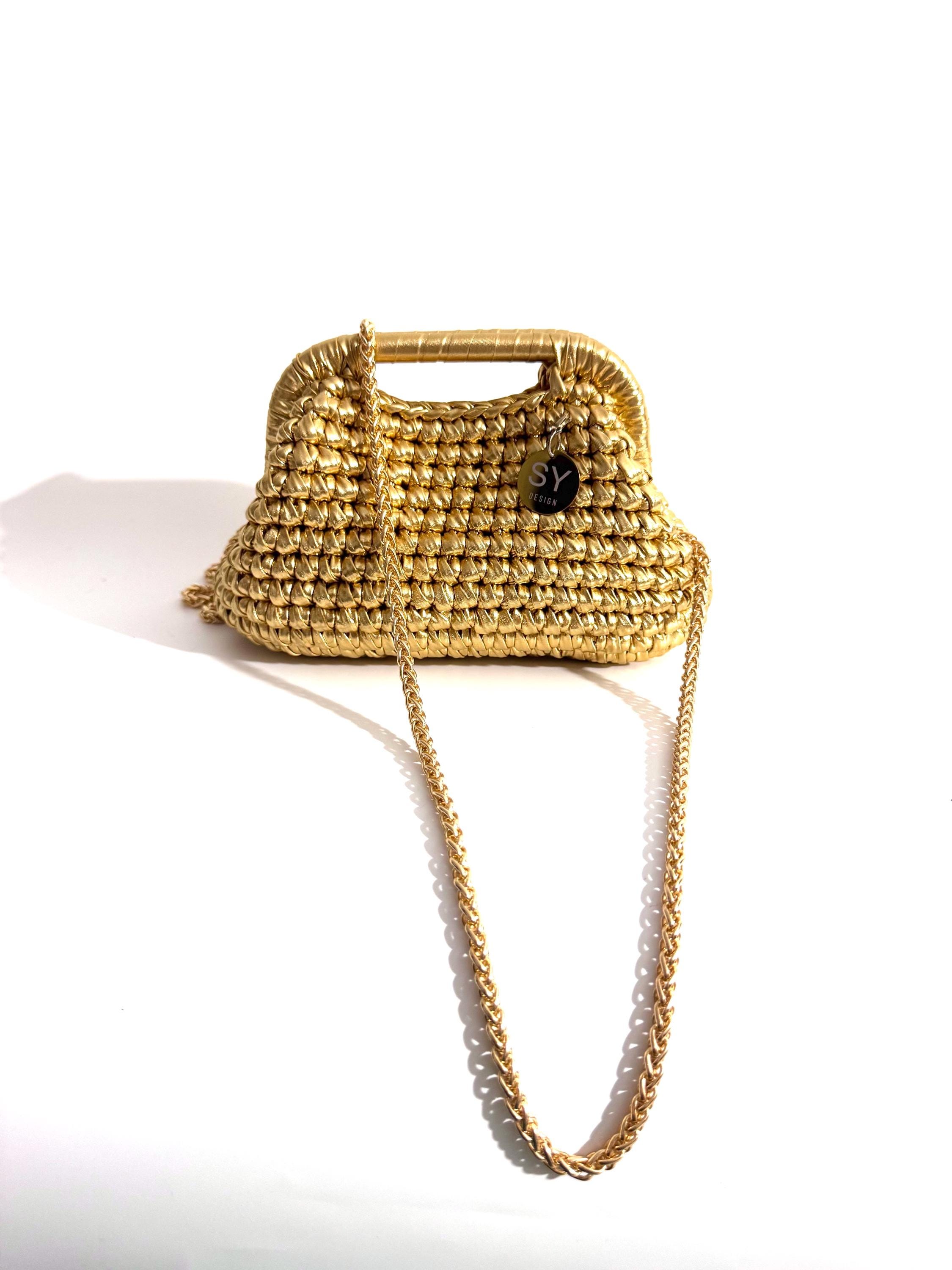 Pochette Vintage Cuir Et Raphia Tressé - 26 X 16,5 Cm - Sans Marque