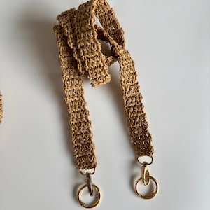 Bandoulière tissée en tricot pour sac à bandoulière | Bandoulière en paille | Bandoulière en raphia | Accessoires faits main