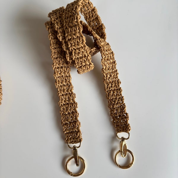Crossbody Woven Knitted Bag Strap | Straw Purse Strap | Raffia Shoulder Strap | Handmade Accessories