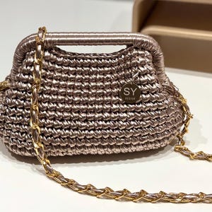 Bolso cruzado tejido metálico / Cartera de mano de cuero para noche / Bolso de cuero para boda con asa superior / Regalos personalizados