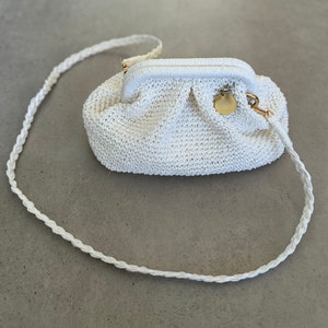 Crochet Raffia Pouch Clutch Bag Straw Crossbody Tote Bag Woven Beach Bag Natural Paper Rope Bag image 9