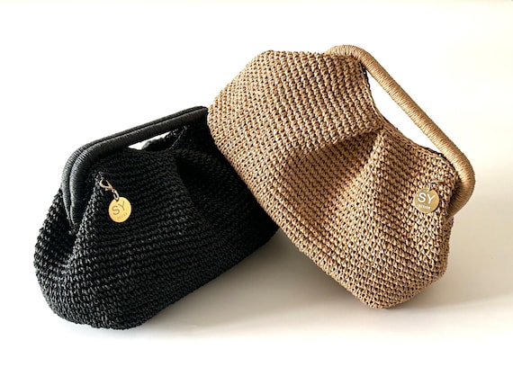 Straw clutch with handle hotsell