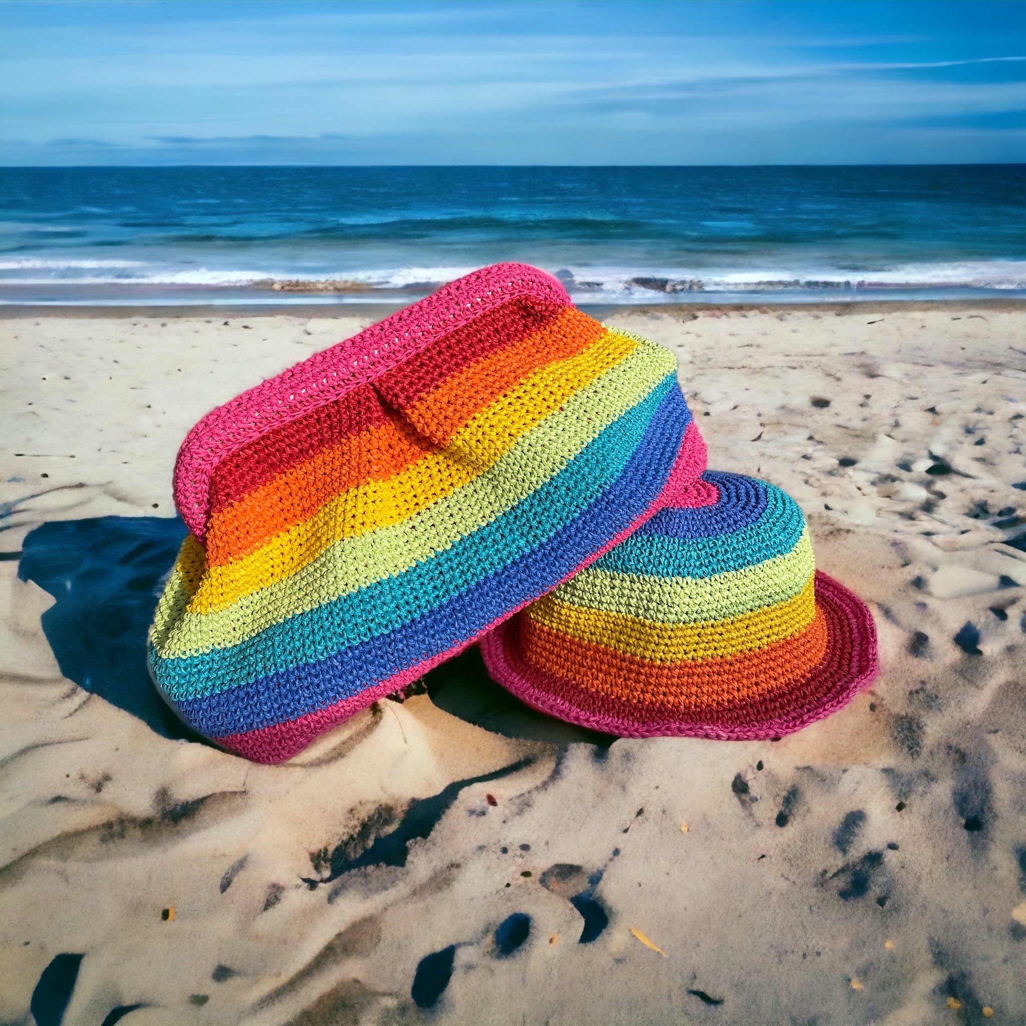 Rainbow toquilla straw hat & purse set ! ✨ Amazon.com: Anopo Girls Straw Hat Purse Bag Set Lace Brim  main image 4