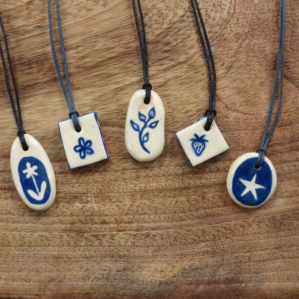 SECONDS SALE: Handmade ceramic pendants on adjustable cord