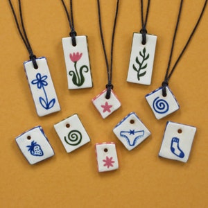 Handmade ceramic tile necklace