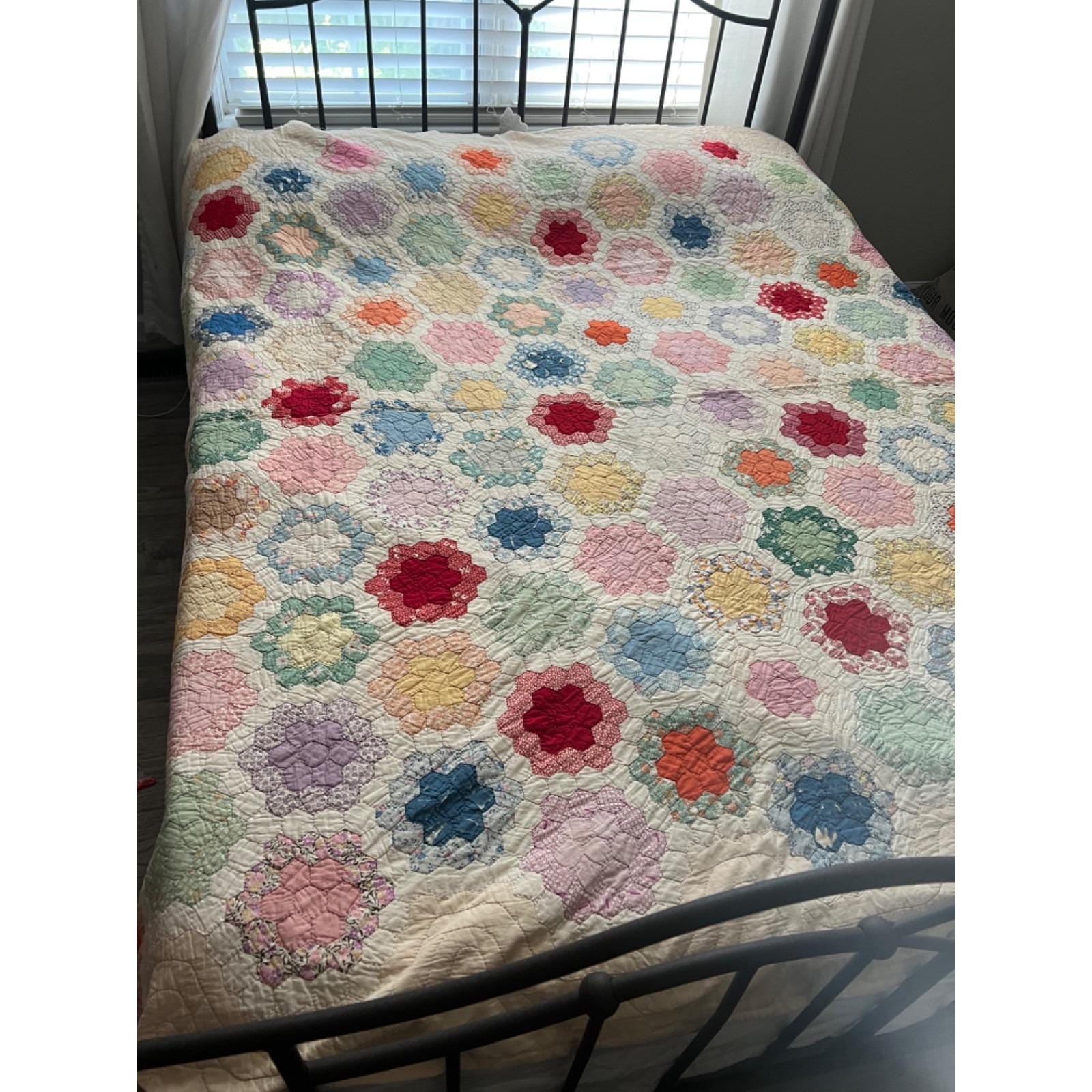 Antique quilt grandmothers flower garden - Etsy 日本