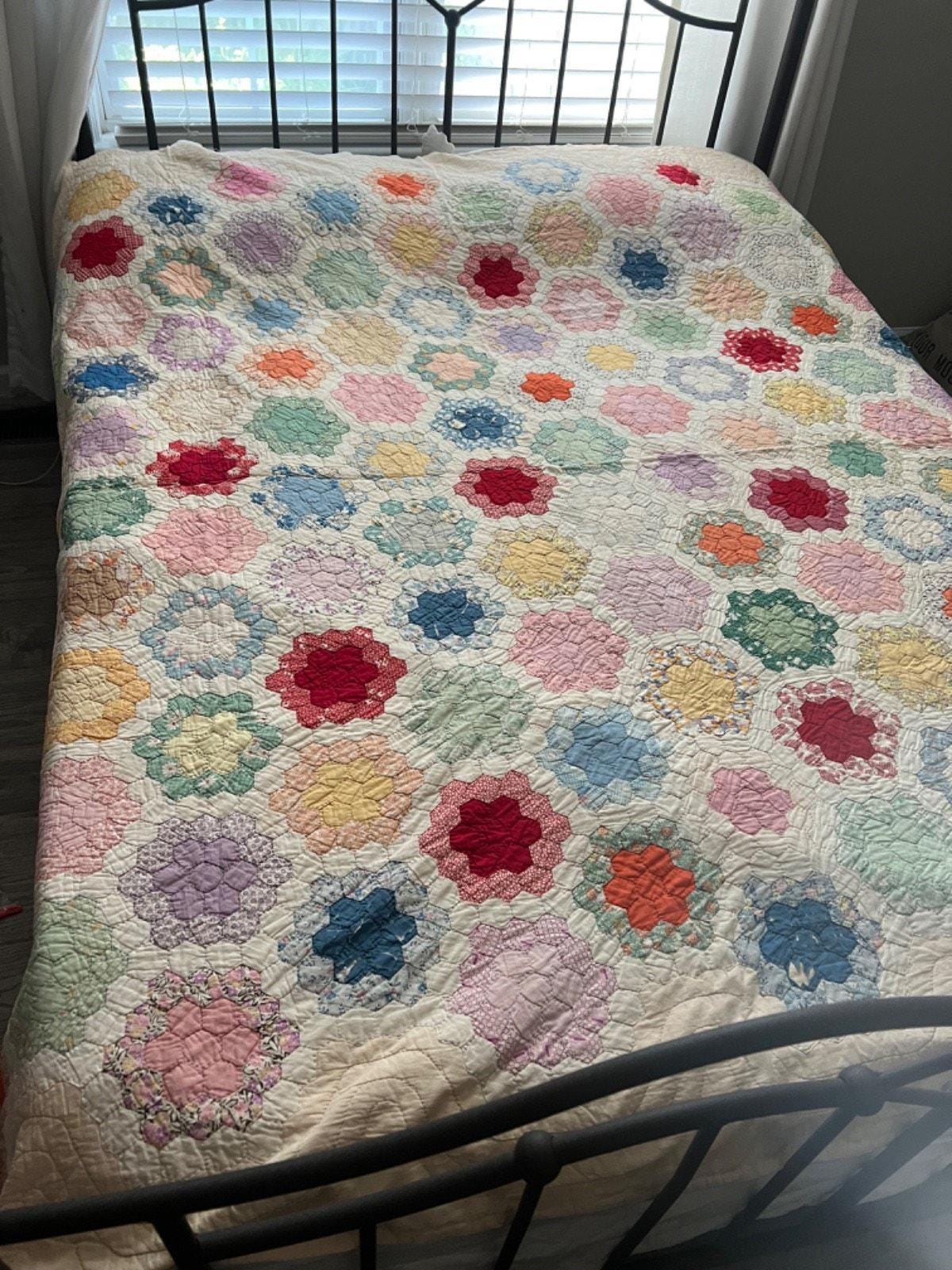 Antique quilt grandmothers flower garden - Etsy 日本