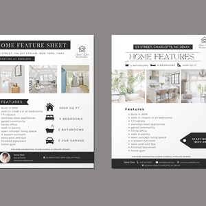 Real Estate Home Feature Sheet Bundle Template, Real Estate Marketing, Real Estate Flyer, Open House Flyer, Real Estate Template