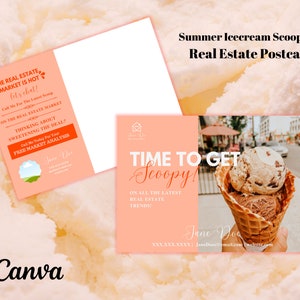 Real Estate Summer Postcard, Realtor Scoopy Postcard, Realtor Farming Card, Canva Template, Instant Download, Editable