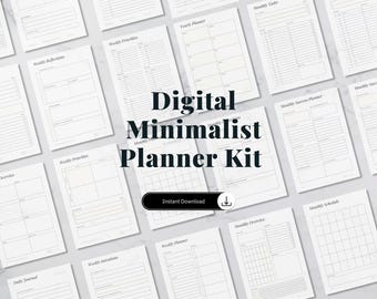 Essential Daily Monthly Weekly Yearly Printable Planner Templates Undated Planner Bundle Fillable PDF Digital A4, Instant Download