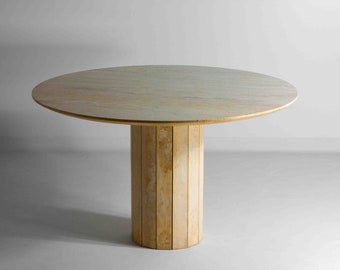 Mid-century round travertine dining table, Italy 1970s