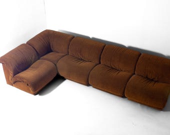 Modular sofa in rust brown velvet by Doimo, 1970s