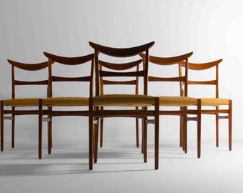 Unique set of 6 mid-century arched chairs in teak, 1960s