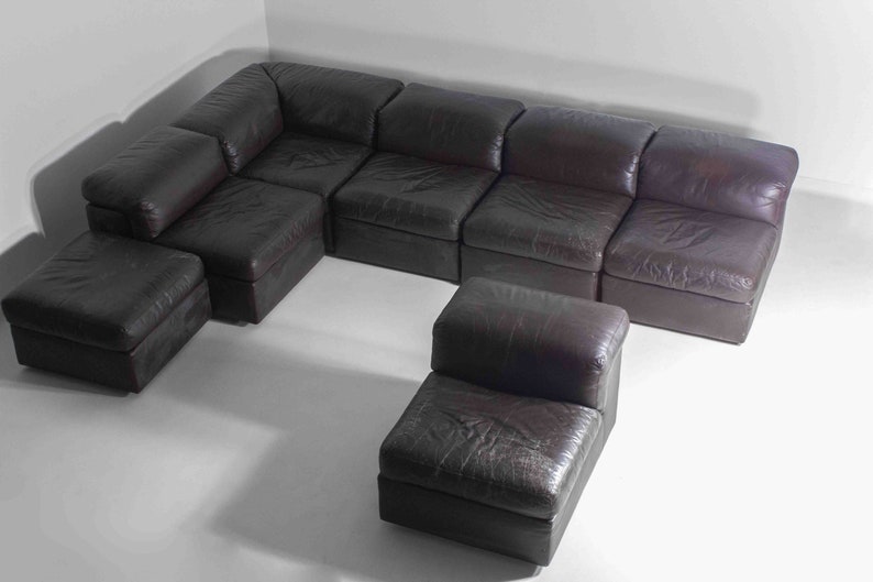 Vintage leather Durlet Model 'Jeep' Modular sofa set, 1970s zdjęcie 7