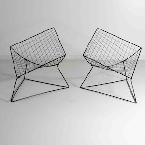 Set of two &quot;Oti&quot; wire lounge chairs by Niels Gammelgaard for IKEA, 1980s
