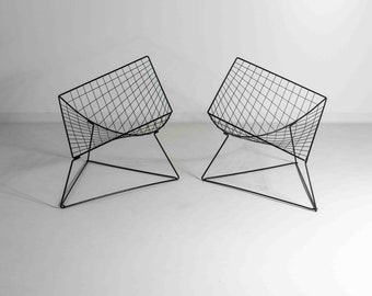 Set of two &quot;Oti&quot; wire lounge chairs by Niels Gammelgaard for IKEA, 1980s