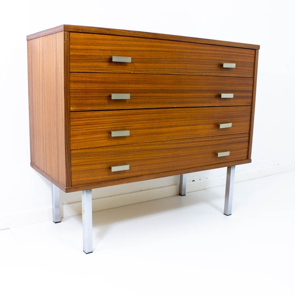 Mid-century dresser with metal handles