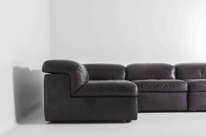 Vintage leather Durlet Model 'Jeep' Modular sofa set, 1970s zdjęcie 4