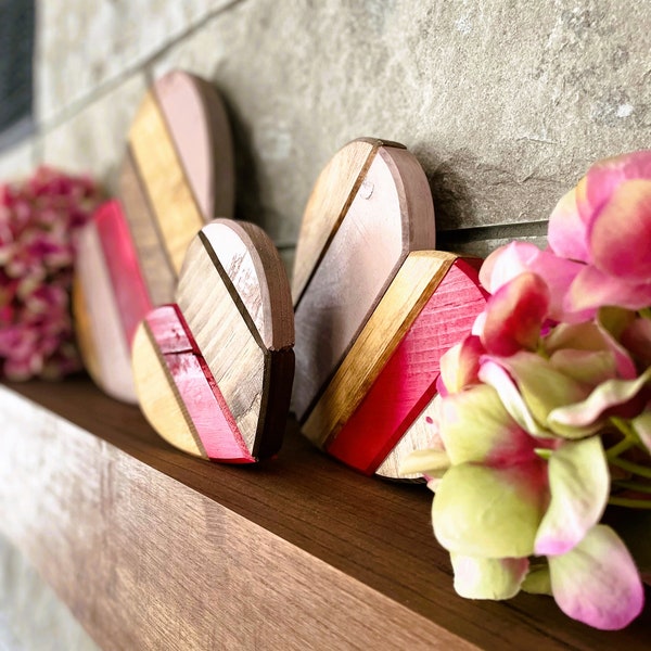 Rustic Wooden Hearts for wall hanging, shelves, mantle, Valentine's decorations.