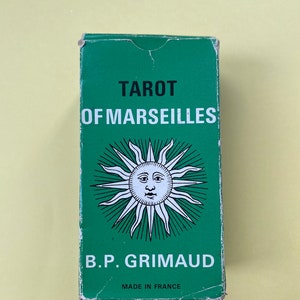 muy raro y OOP 1969 Ancien Tarot De Marseille, BP Grimaud, Primera impresión. Caja verde. Ets JM Simón Parijs 16.
