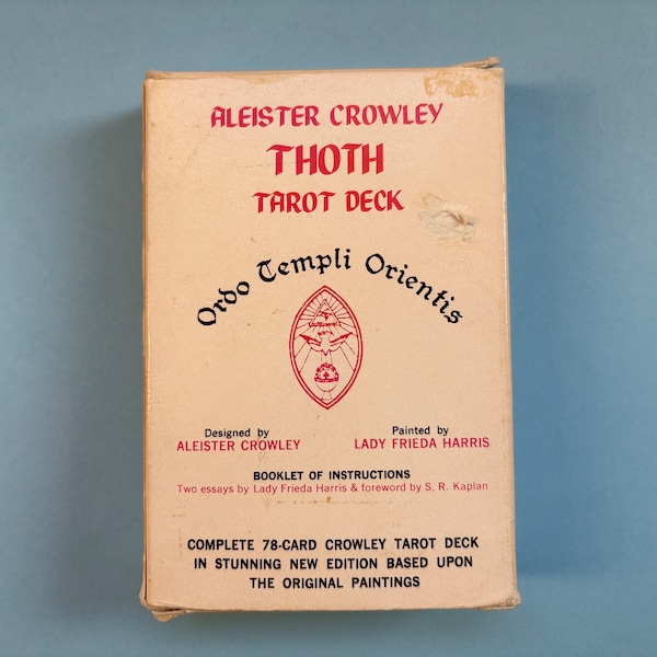 Vintage OOP Aleister Crowley Thoth Tarot Deck, "White Box C", US Games NY 10016, Large cards printed in Belgium