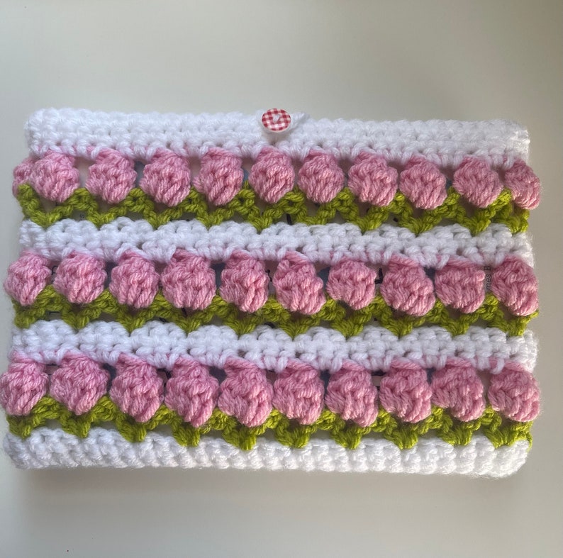 Crochet Book Sleeve Tulip Book Sleeve Handmade Book Sleeve Etsy
