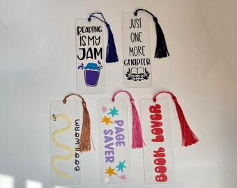 Acrylic Bookmark, Fun Book Lover Gift, Tassel Bookmark
