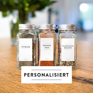 Individual spice labels, waterproof foil labels, German, minimalist, labels, spice jar stickers