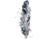 Feather Painting, Black and White Wall Art Prints Decor, Grey Watercolor, Soft Neutral Colors, Simple Artwork, Modern Design, Office Ideas