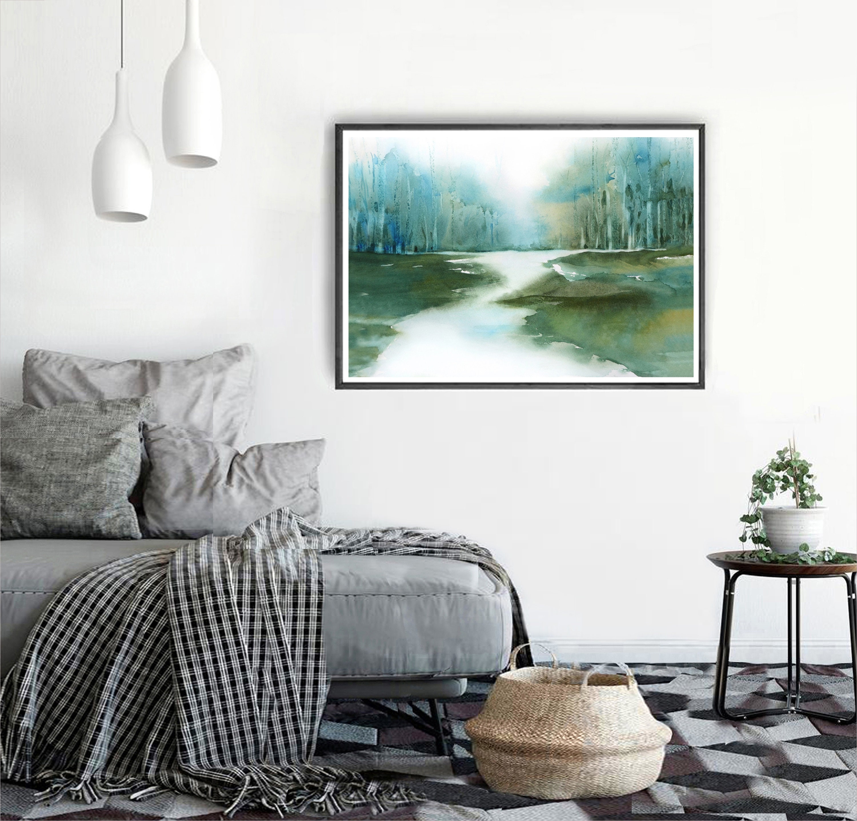 Teal Green Wall Art Watercolor Print Nature Fine Art Giclee Etsy Canada