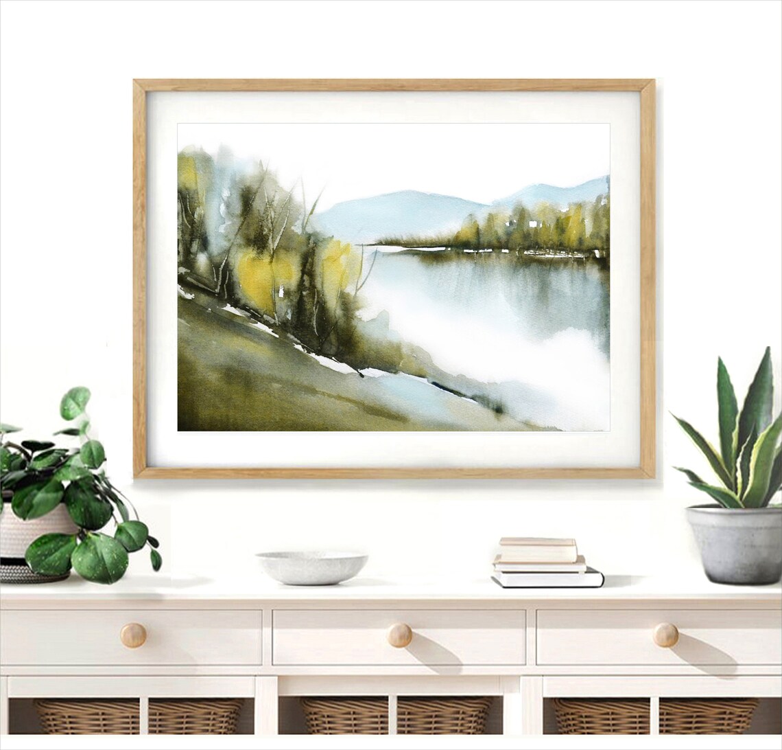 11x14 13x19 8x10 Lake House Decor Pastel Watercolor Print - Etsy