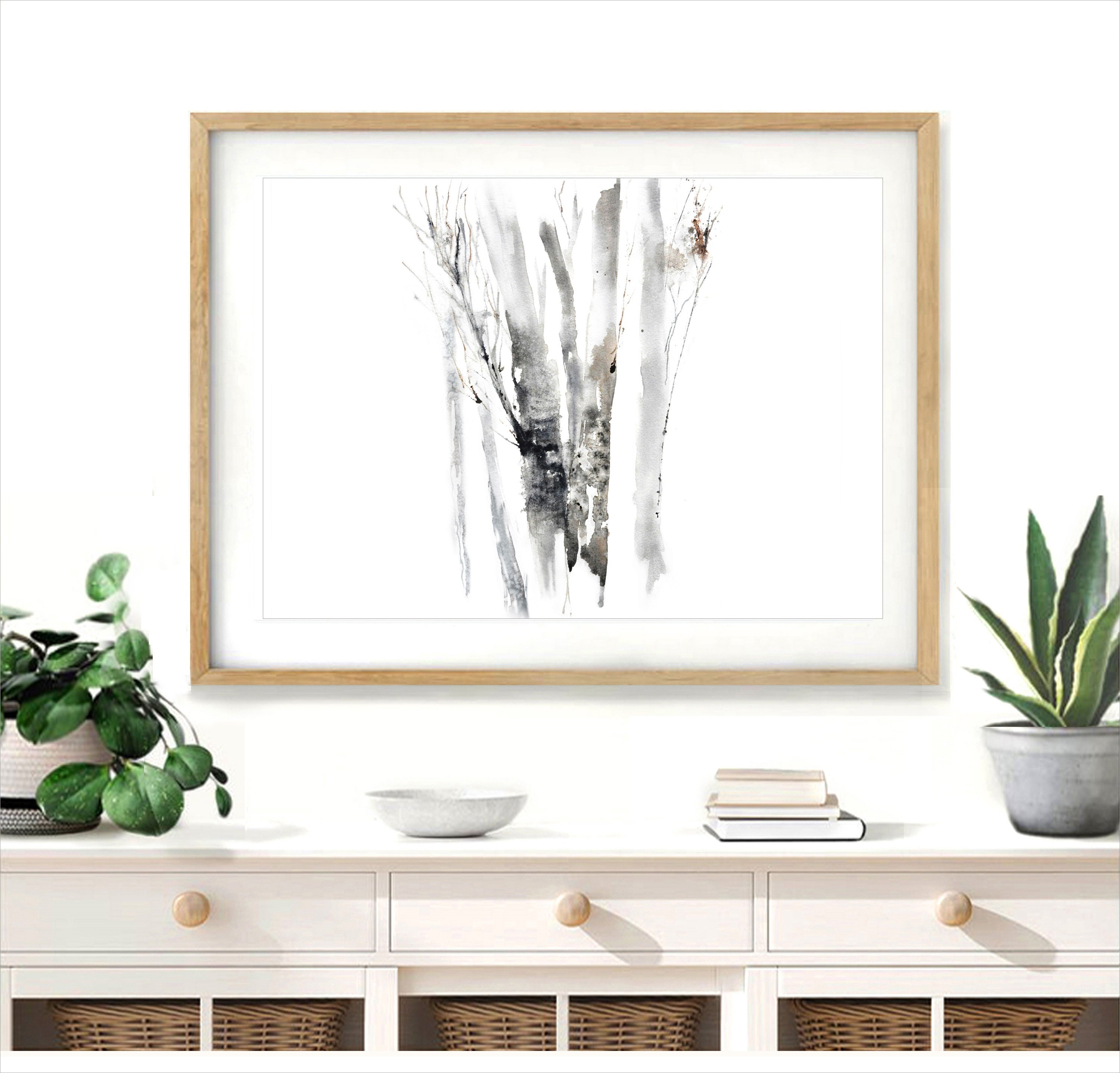Simple Art Print Watercolor Landscape Print Brown Grey Black - Etsy