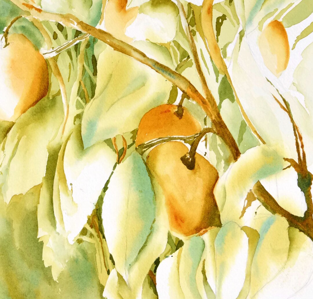 Country Kitchen Wall Decor, Fruit Watercolor Print, Kitchen Watercolor Painting, Apple Art