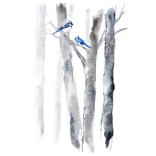 Large Black and White Art Print Love Birds Birds in a Tree Etsy