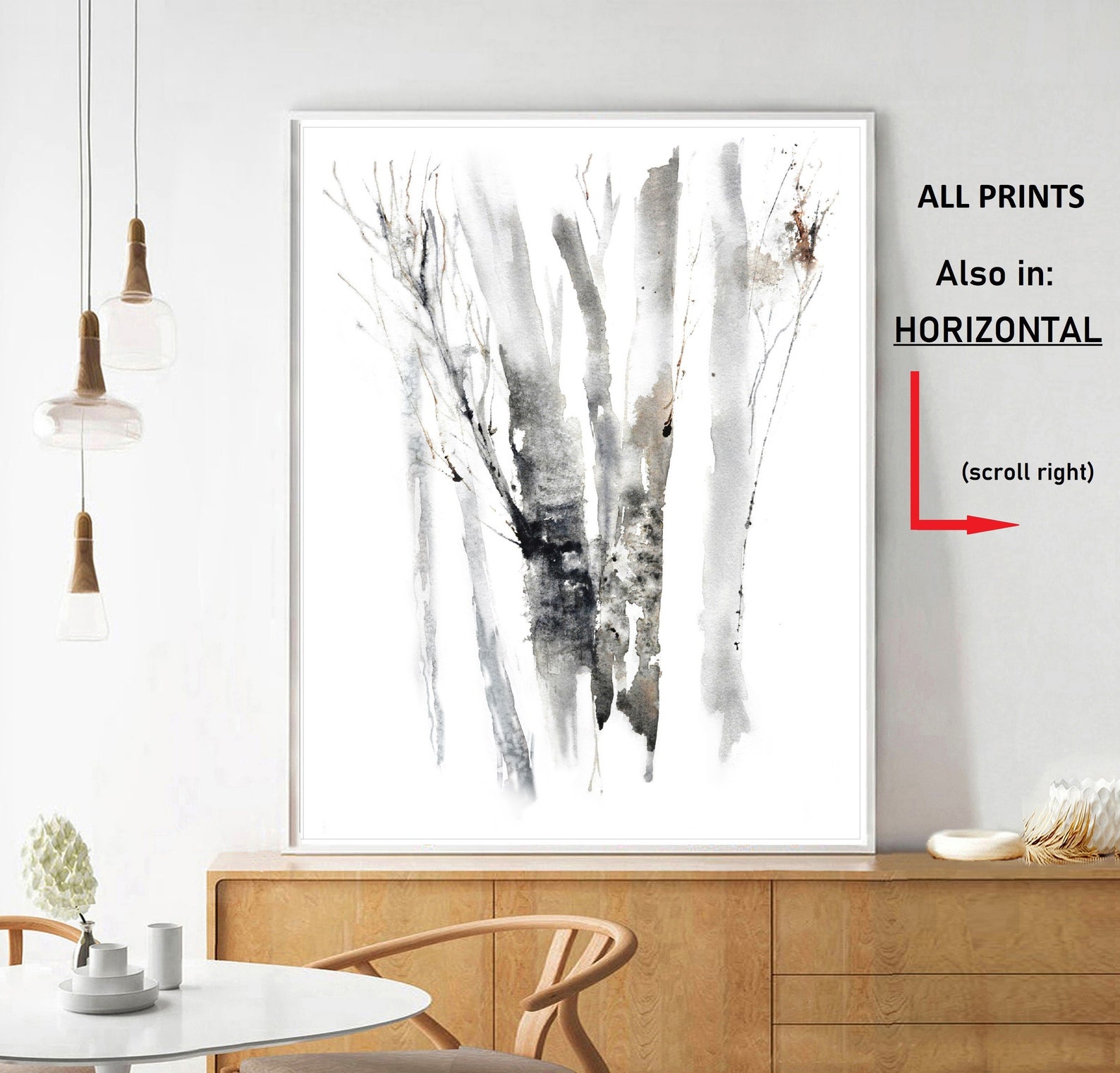 Simple Art Print Watercolor Landscape Print Brown Grey Black - Etsy