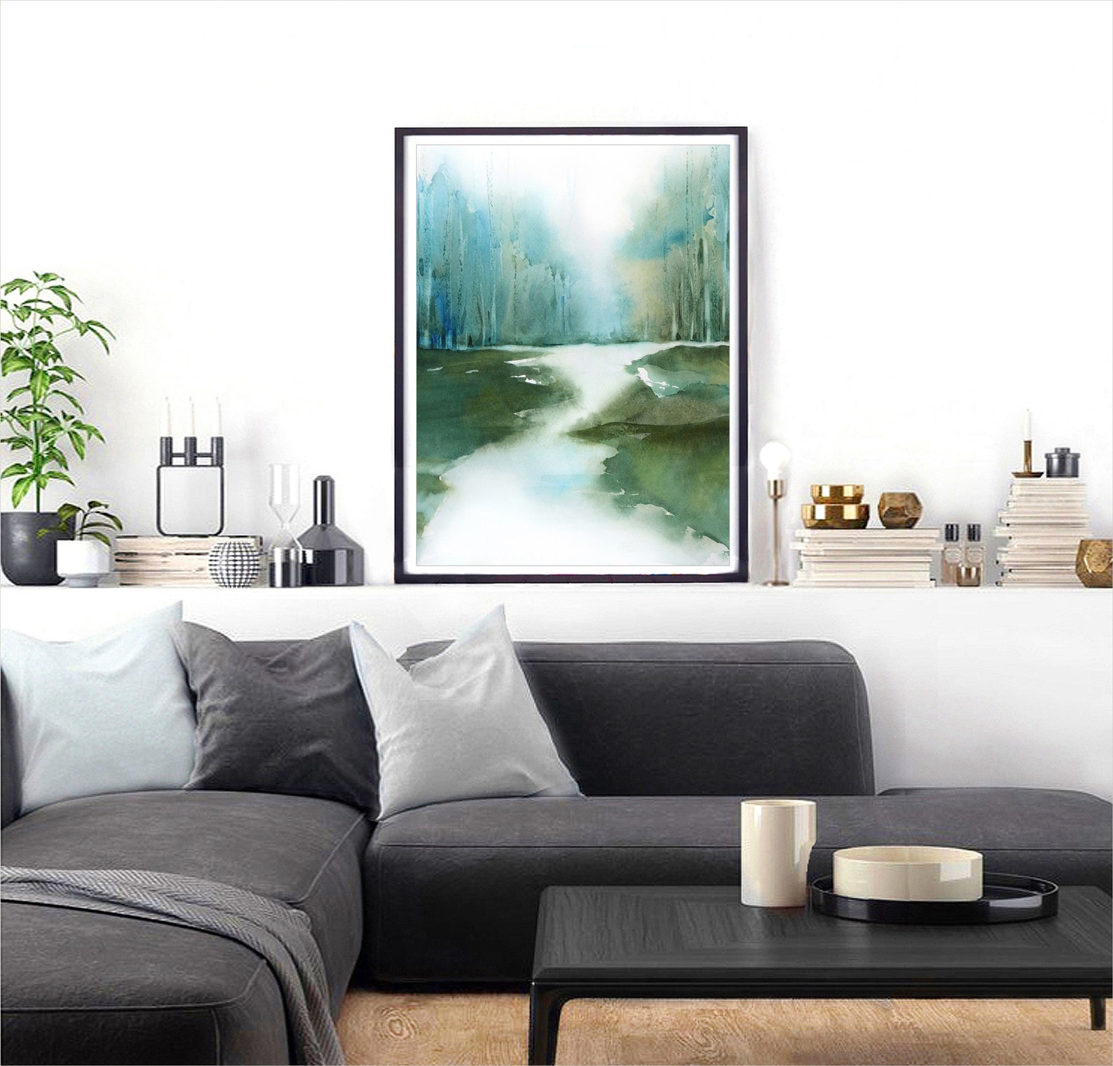 Teal Green Wall Art Watercolor Print Nature Fine Art Giclee Etsy