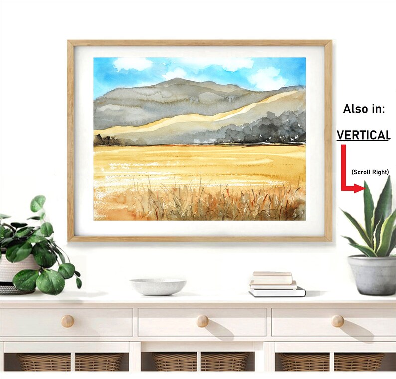 Wheat Field Watercolor Wall Art Farm Field Painting English Etsy Canada