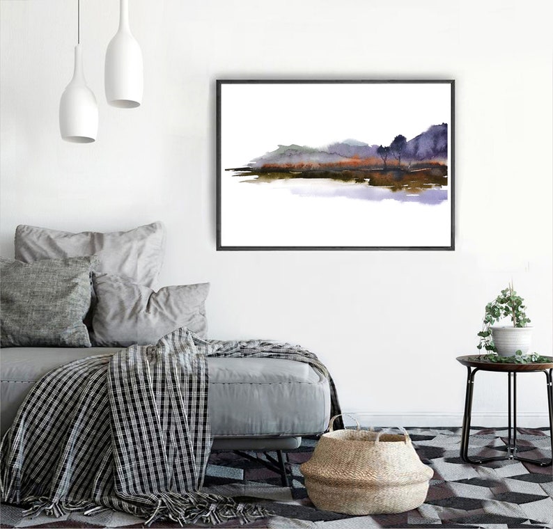 Landscape Art Print Watercolor Painting Wall Decor Abstract Etsy