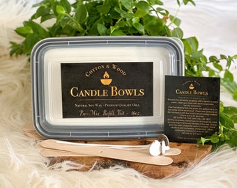 Natural Soy Wax Refill Kit ~ 16oz ~ For Wood Dough Bowl Candles or Mason Jar Candles