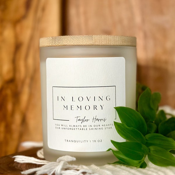 In Loving Memory Gift Minimalist Luxury Soy Wax Candle Bereavement Thank You Congratulations Birthday Frosted Glass Candle Jar 10 ounce