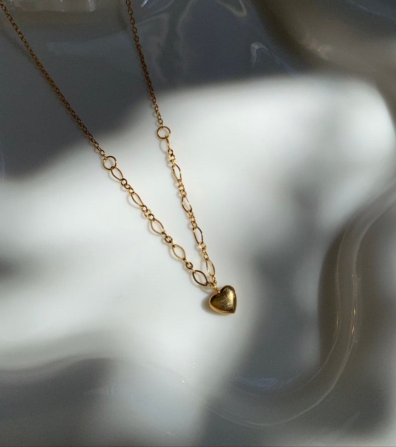 Dainty Gold Heart Necklace Water Resistant Antitarnish Etsy