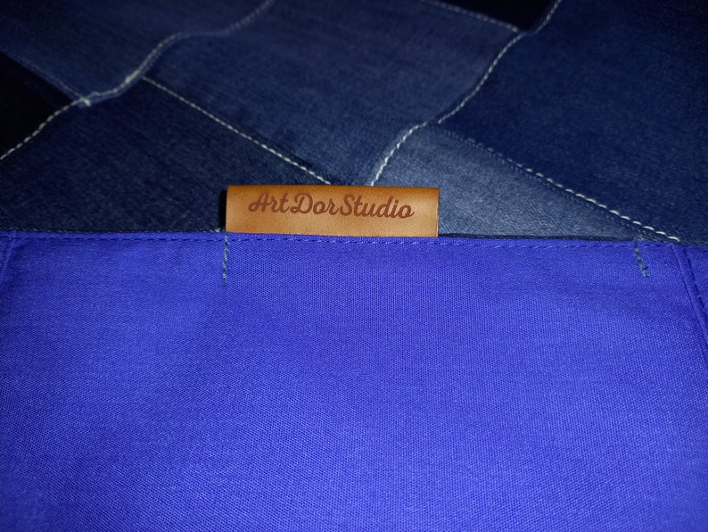 Sac Main Fait Main Zéro Déchet - Patchwork De Jeans Recyclés, Tissu Unique, Dimensions 39x36x8 Cm